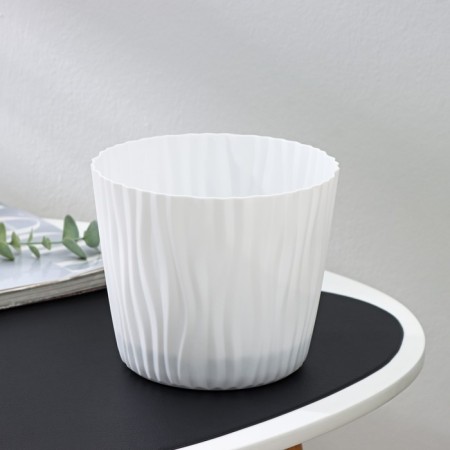 Kashpo for flowers with an insert “wave”, 2 l, d = 16 cm, h = 13.5 cm, white color-1