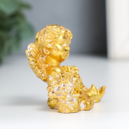 Souvenir Polystone "Angel with roses" gold mix 4x5x5.5 cm-2