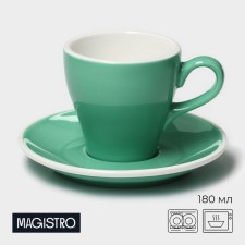 Coffee steam porcelain Magistro Coffee Time, 2 items: a cup 180 ml, a saucer d = 14.5 cm, the color is turquoise