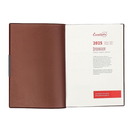 Weekly Datir 2025 g soft ox leather A6+ 80l Escalada, TIS F, KR BL 70 g/m², Kor-I-5