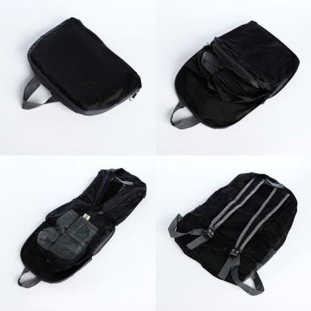 Folding backpack, lightning department, external pocket, 2 side pockets, black color-7