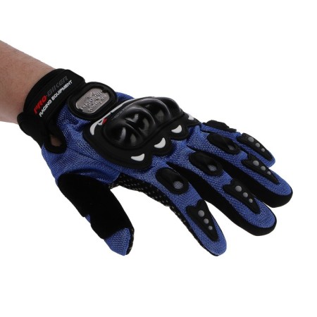 Motorcycle gloves with protective inserts, pair, size L, blue-2