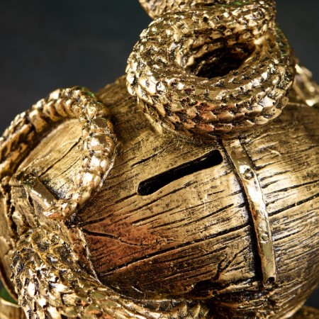 The piggy bank "Snake on the barrel" gold, 15x11x12cm-3