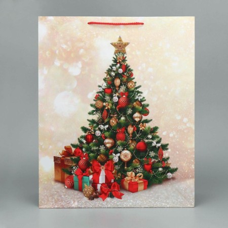 Package Gift New Year Laminated "Heat in the House", XL 40 x 49 x 19 cm, New Year-6