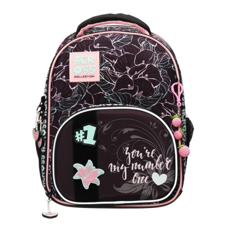 Frame backpack 37 x 28 x 12 cm, Across 194, filling: bag, pencil case, violet ACR22-194-9-2