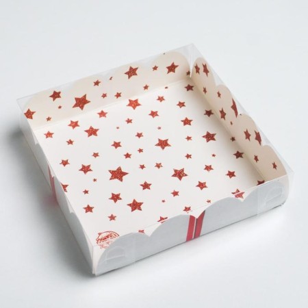 Box for confectionery products with PVC “Happy New Year!”, 13 x 13 x 3 cm, New Year-3