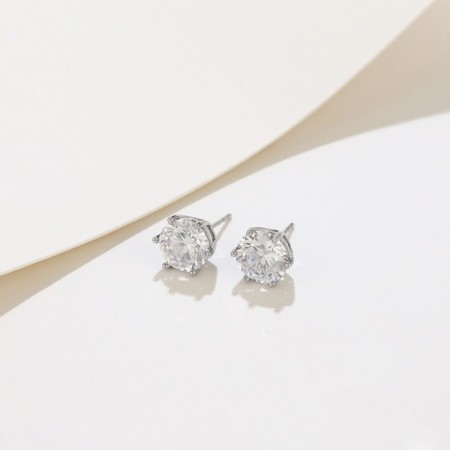 Earrings with rhinestones Xuping Cuts, white color in silver-1
