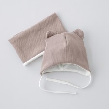 Kinderlitto Orsetto Kinderlitto Set, 2 items: hat, snood, age 0-3 months, color cappuccino color