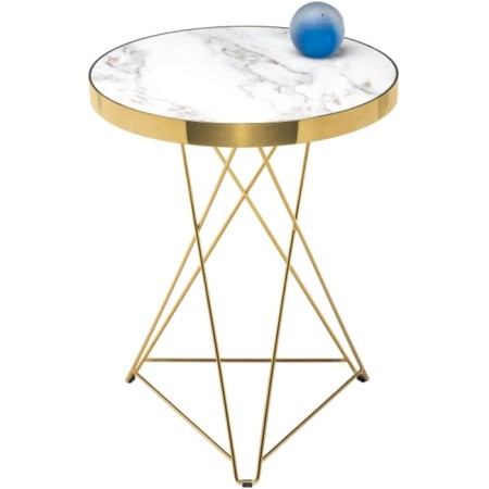 Wooden table Milena metal, white/gold 60x60x76 cm-3
