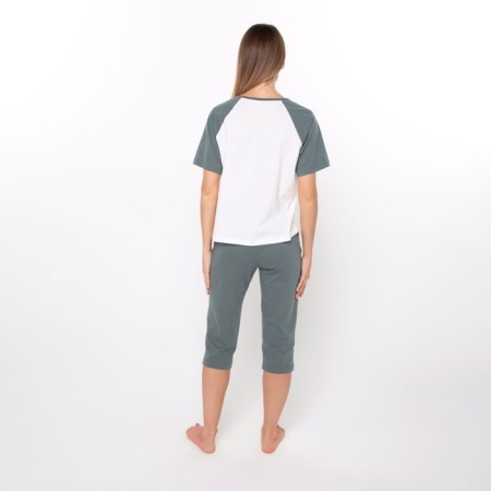 Women's set "Wake Up" (T-shirt/Bridges), the color is gray-green, size 52-6