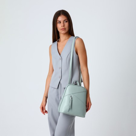City backpack made of artificial leather with lightning, green color-8