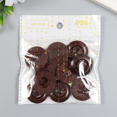 Buttons plastic for creativity 2 punctures "rhombus in a circle. Under a tree" set 10 pcs-3