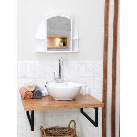 Cabinet for a bathroom with a mirror "Orion", snow-white color-1