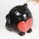 Piggy bank "Round Cat with Heart" Black, 14cm