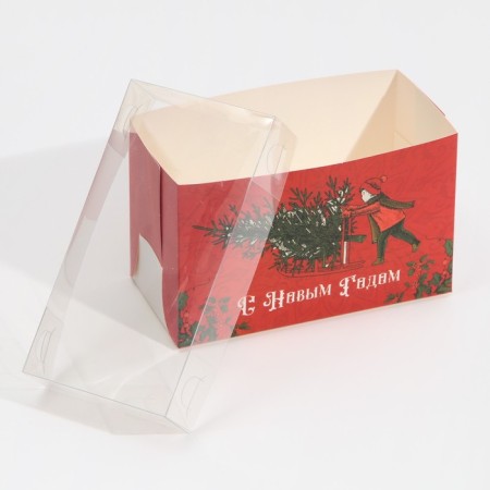Box for Capcake "New Year Retro Post", 16 x 8 x 10 cm, New Year-4