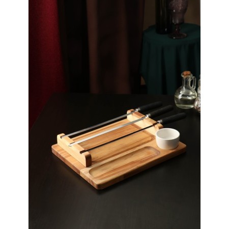 Gift set for the supply of barbecue: board - plate 30 × 24 × 5.5 cm, dough, sauce, birch-1