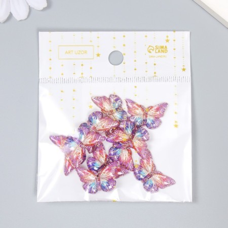 Decor for creativity plastic "Butterfly with golden points" Violet 1.5x2.3 cm-3