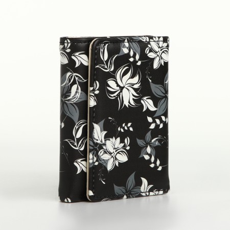 Women's wallet on the button, black color