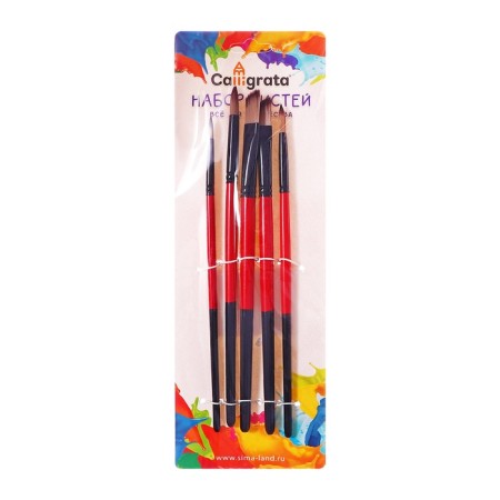 Set of brushes nylon 5 pieces: 3 round, 2 flat-3