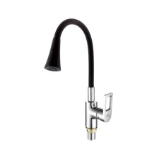 Fashun A4253+B14 kitchen mixer, single -leaf, flexible spout, brass, black
