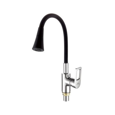 Fashun A4253+B14 kitchen mixer, single -leaf, flexible spout, brass, black