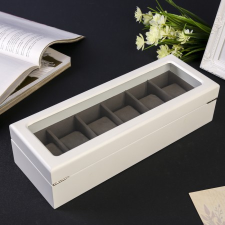 Casket wood for watch 6 departments "Style" white 12.7x8x33 cm-4