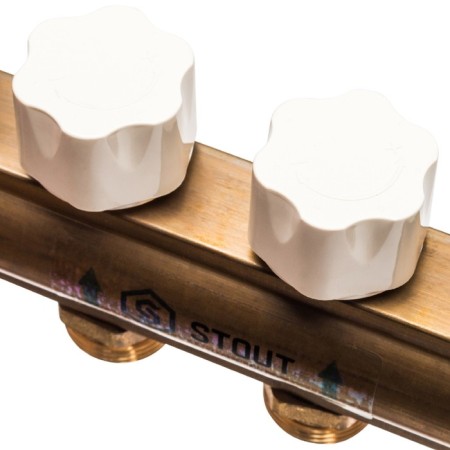 Distributive collector Stout SMB 0473 000012, 12 outputs, with flow meters, brass-3