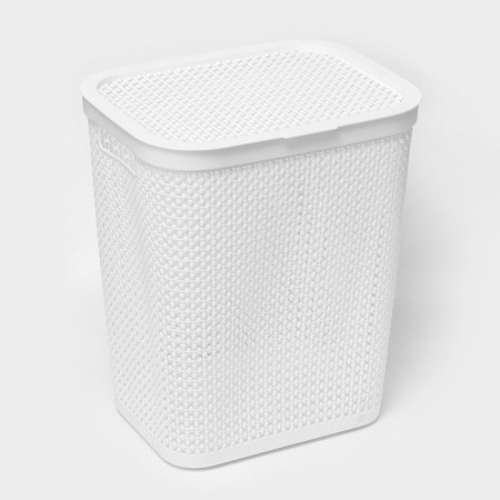 Besnaya basket with a pirula lid, 55 l, 42 × 34 × 54 cm, white color-1