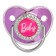 Set: Nipple - Orthodontic dummy with a holder, Baby, with a cap, from 6 months.., pink/silver, rhinestones