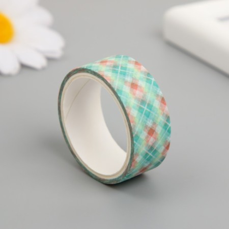 Adhesive tape Paper "Green Cage" Width 1; 1.5 cm winding 3 m set 8 pcs-1