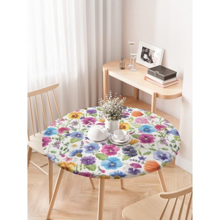 Tables on the table “Color Paints”, round, oxford, elastic band, size 120x120 cm, diameter 75-100 cm-2