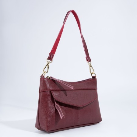 Cross-Bodi bag with zipper, burgundy color-4