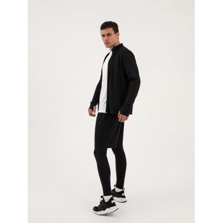 Long -line male Resport, on a zipper, p. 50, the color is black, basic, with a long sleeve-3