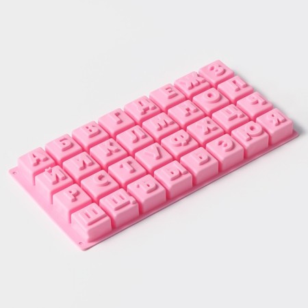 Baking uniform “Alphabet”, silicone, 35 × 18 cm, 32 cells (3.7 × 3.7 × 3 cm), Mix color-6
