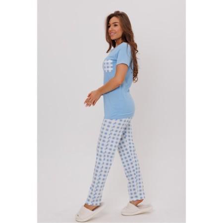 Female homemade set (sweatshirt and trousers), blue color, size 46-2