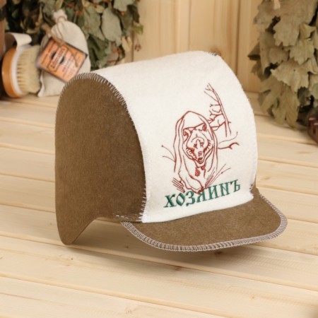 Set for the bath: the hat and rug "owner" green-3