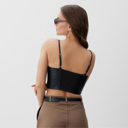 Women's leather corset, mist, p. M, black-6
