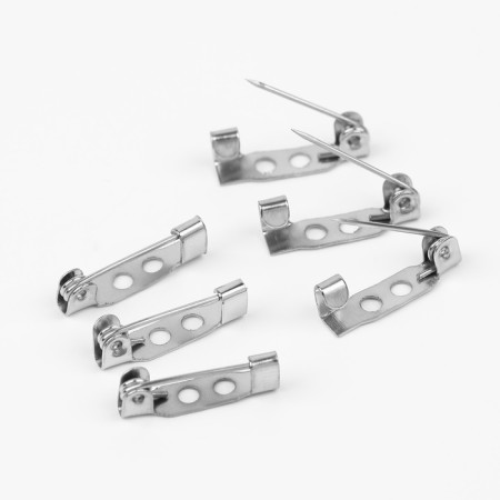 The base for brooches, 2 holes, 15 mm, 10 pcs, silver color-4