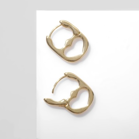 Earrings "Heart" key, color gold-2