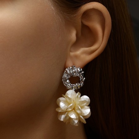 Earrings Assorted "airiness", milk color in silver-3