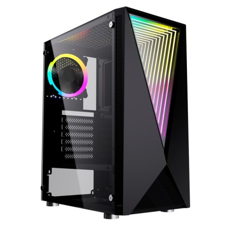 The GMNG GG-CC100 case is black without BP ATX 5x120mm 2xusb2.0 1xusb3.0 Audio Bott PSU
