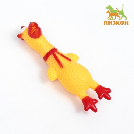 Brying toy "Rooster" for dogs, 16 cm, yellow