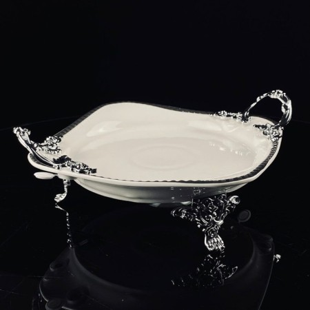 Dish with handles Lenardi Atlantis, on legs, porcelain, length 33 cm