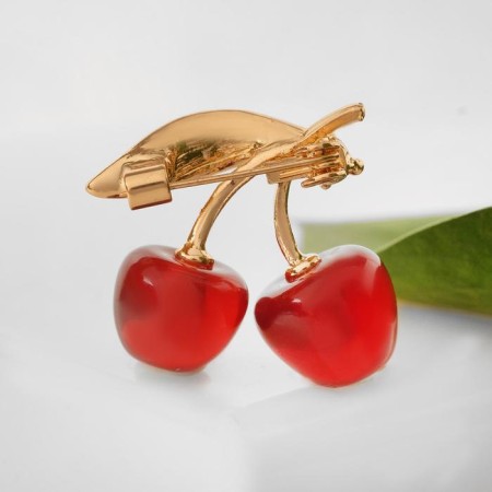 Brooch "Cherry" bulk, red-white color in gold-1