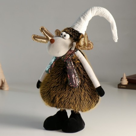 Interior doll "Losik in a white cap and scarf with sequins" 43 cm-3