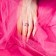 Ring "Jewel" heart, pink color in silver, size 17