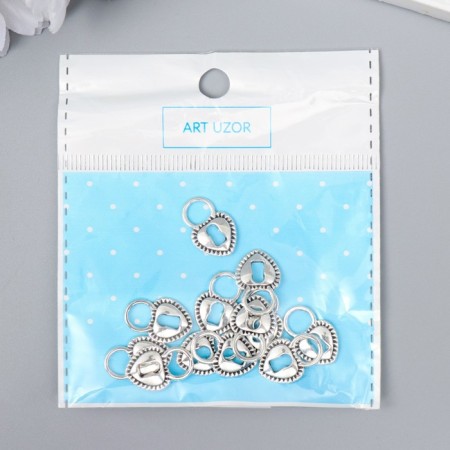 Decor for creativity Metal "Hanging lock - heart" silver 288M008 1.7x1.2 cm-2