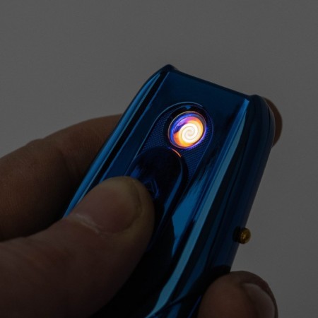 Electronic lighter with clock, compass and lantern, USB, spiral, 7.5 x 2.5 x 2 cm, blue-4