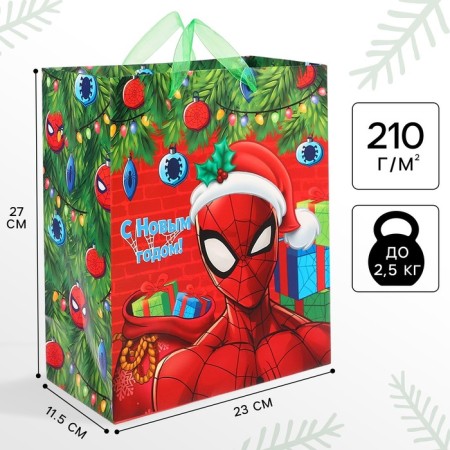 New Year. Gift package, 23x27x11.5 cm, packaging, spider-man