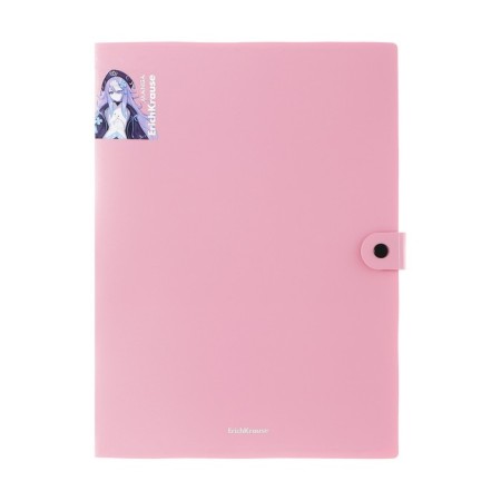 Folder-carte, A4, 4 departments, 600 μm, Erichkrause "Matt Manga", on the button, embossing "Sand", mix-5